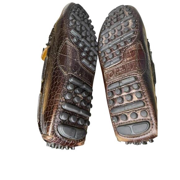 Cole Haan Air Grant Croc Leather Driving Shoes Men’s 7 Dk Brown Slip On Loafers - Picture 4 of 6